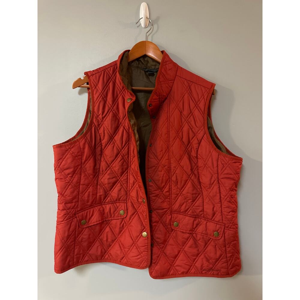 Eddie Bauer Quilted Vest Womens 2XL  Snap Front Lightweight Puffer Outdoor